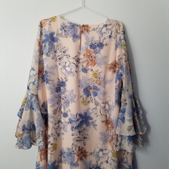 Nanette Lepore Pink Floral Ruffle Dress size 12 - Picture 8 of 11